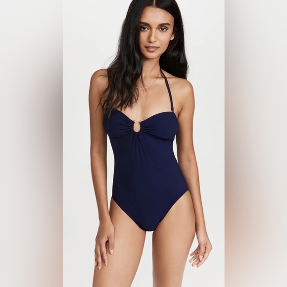 Tory Burch Solid Bandeau One Piece in Navy Size L - Picture 4 of 12